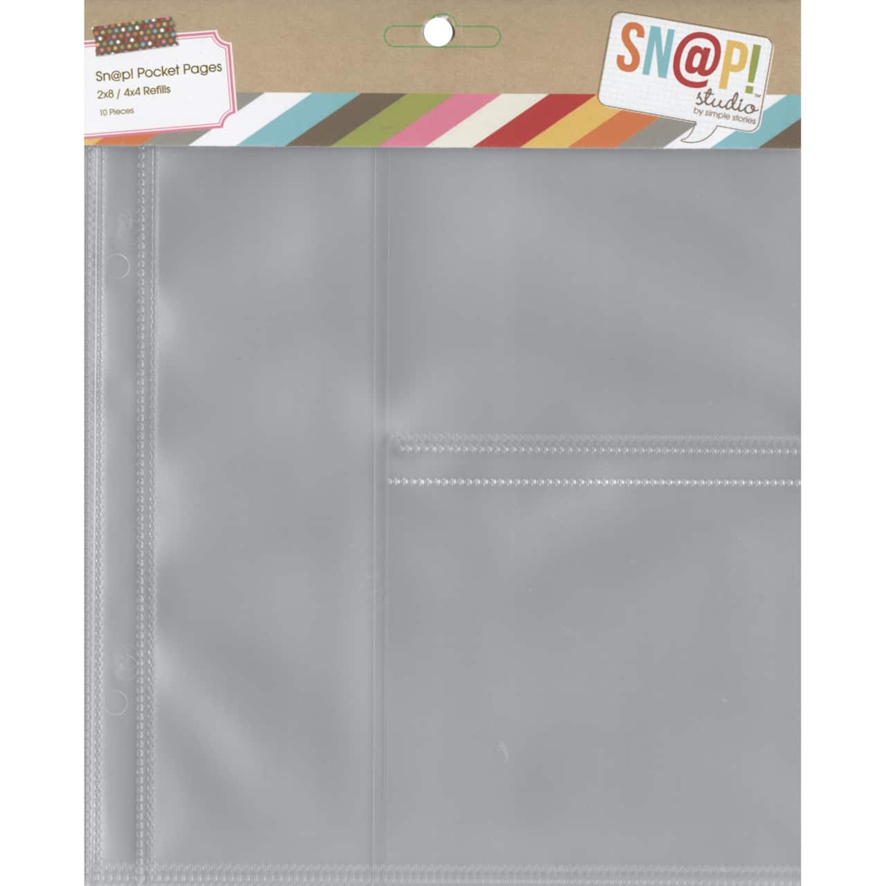 Simple Stories Sn@p!&#x2122; 2&#x22; x 8&#x22; &#x26; 4&#x22; x 4&#x22; Pocket Pages for 6&#x22; x 8&#x22; Binders, 10ct.
